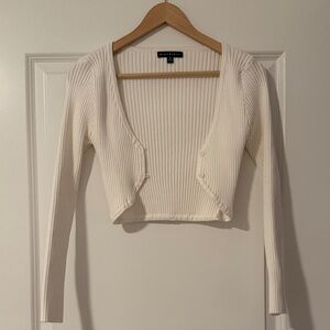 Blue Blush Cream Ribbed Crop Top